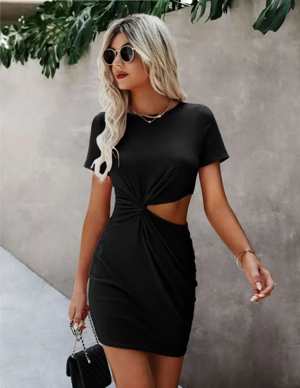 front twist cutout dress