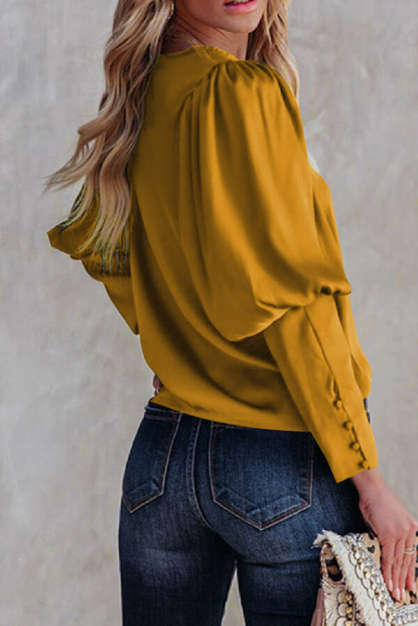 yellow satin puff sleeve top