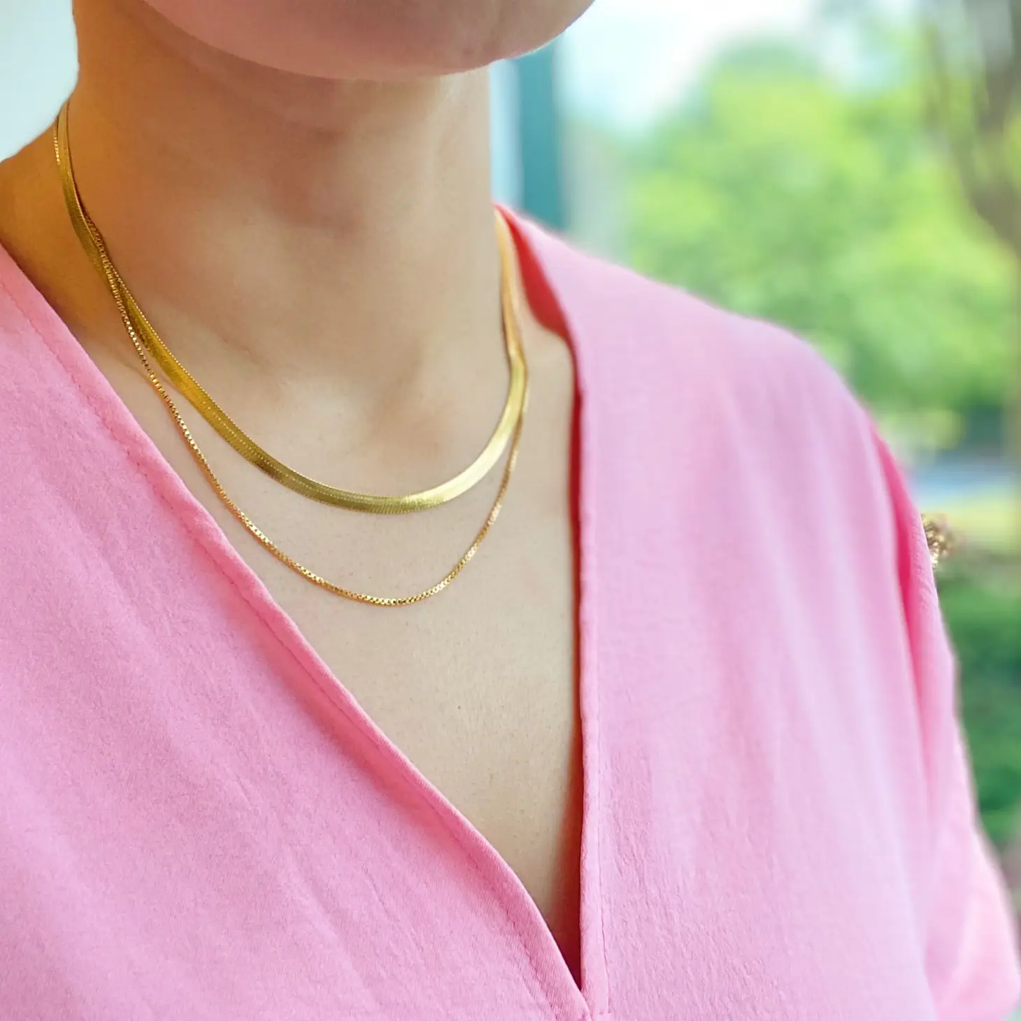 layered herringbone necklace