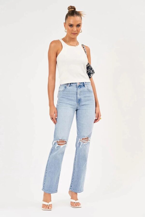 a brand straight leg denim jean