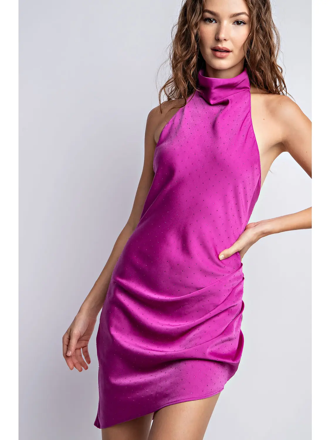 purple please satin mini dress