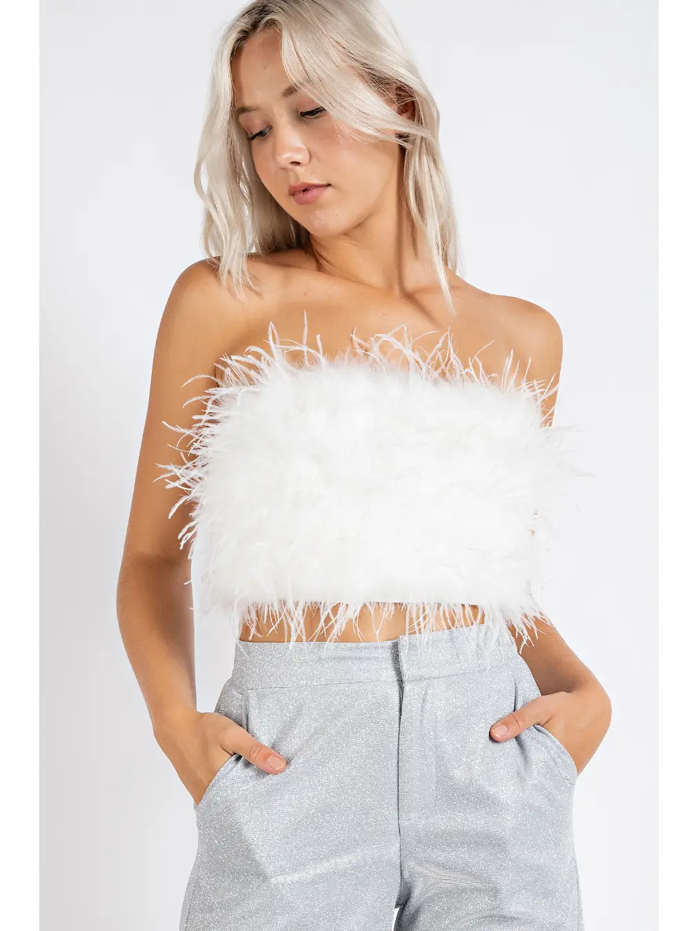 farrrah "feather" crop top